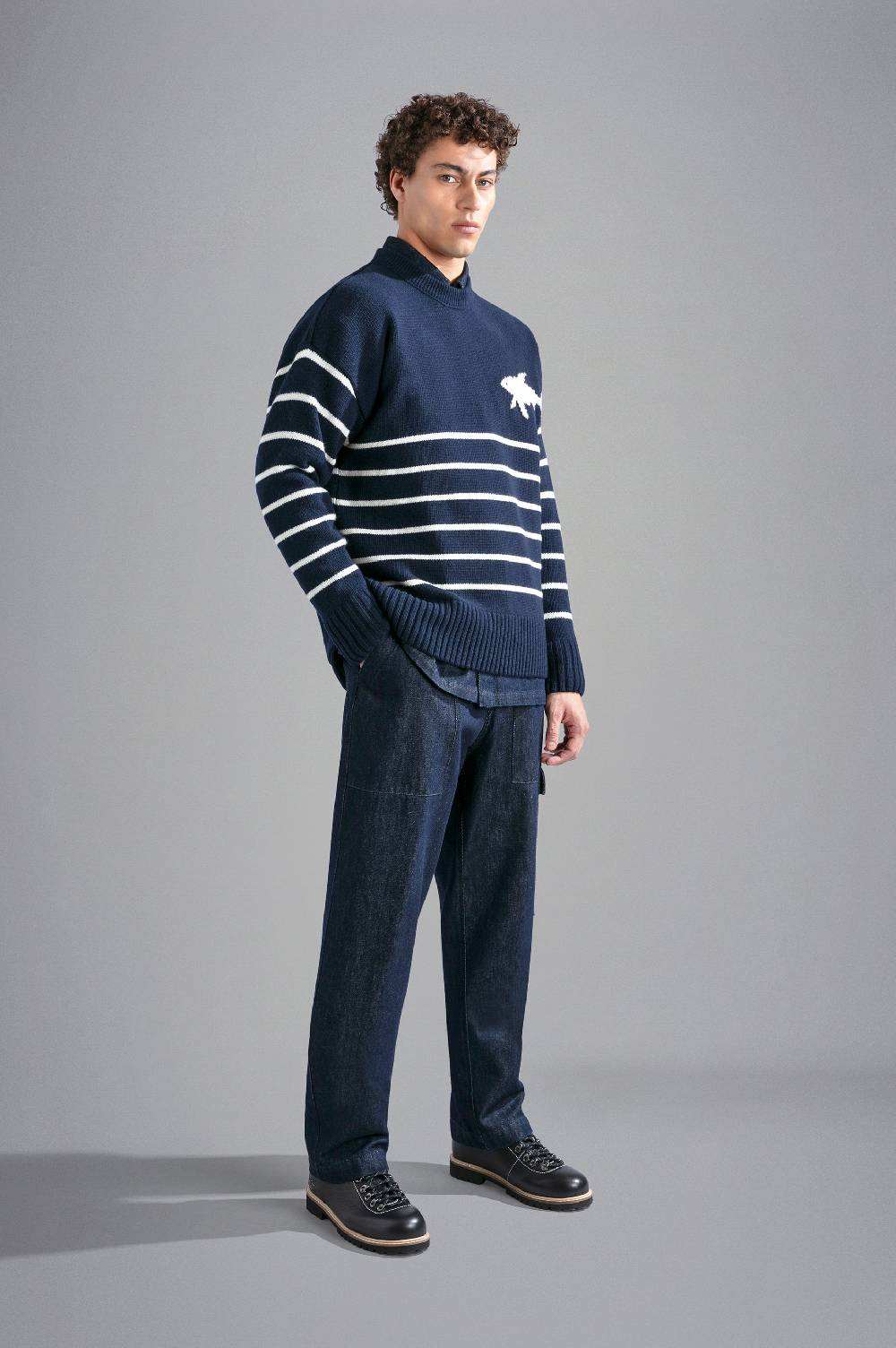 Paul & Shark Maglia in Re-Wool con intarsio Shark Paul & Shark Nuovo
