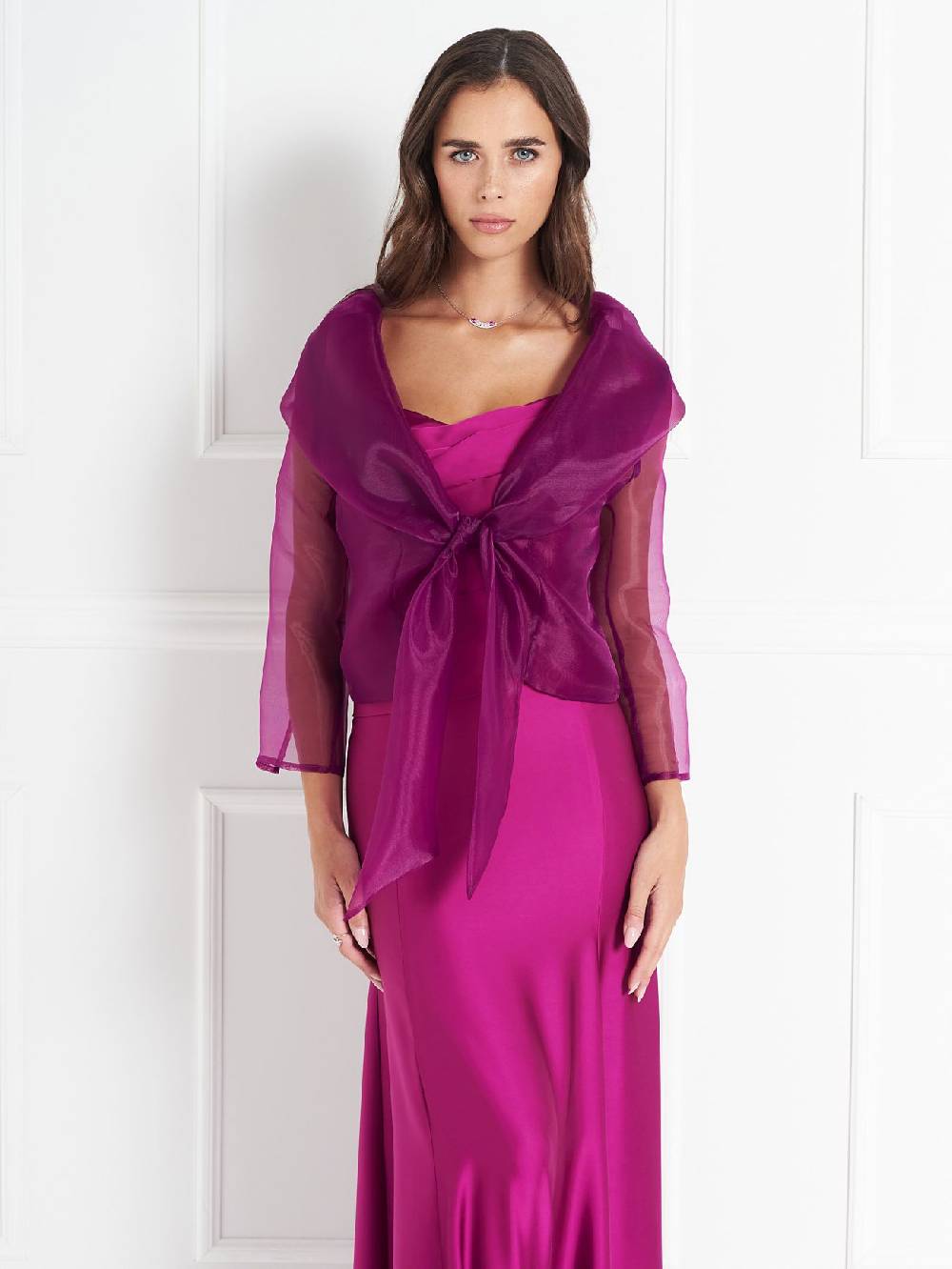 Rinascimento Coprispalle atelier in Organza Lampone Pezzi Unici