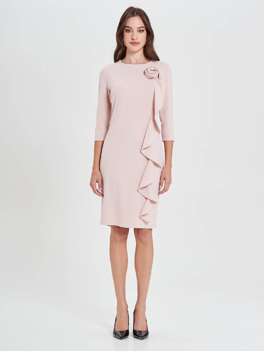 Rinascimento Tubino color Rosa con decoro Rosa Rouche Online