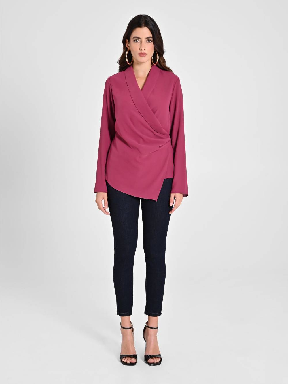 Rinascimento Blusa Bordeaux con Drappeggio In Vendita