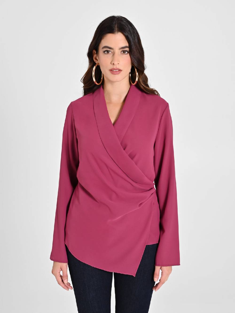 Rinascimento Blusa Bordeaux con Drappeggio In Vendita
