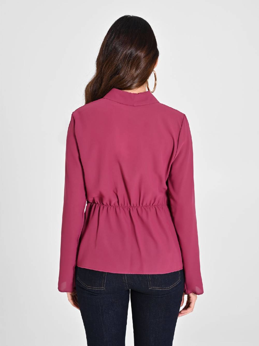 Rinascimento Blusa Bordeaux con Drappeggio In Vendita