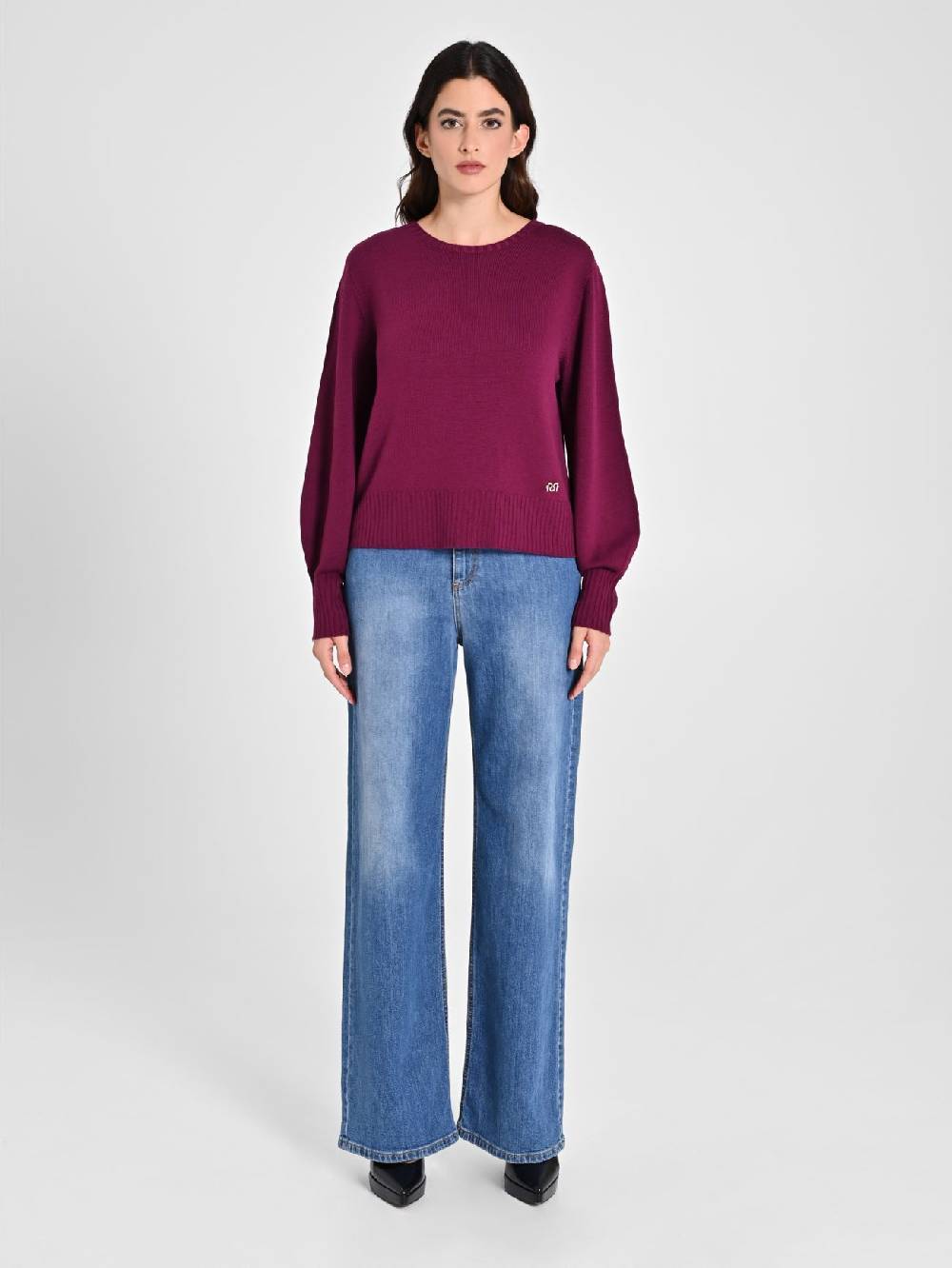 Rinascimento Maglioncino Lana Merino Extrafine Bordeaux Offerte
