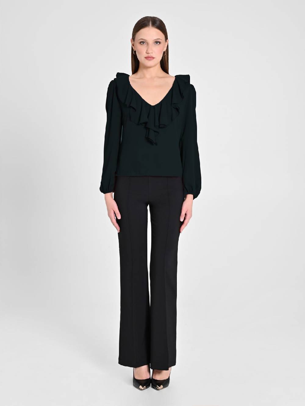 Rinascimento Blusa Nera con Rouche 2025