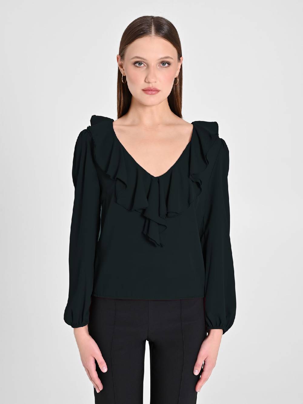 Rinascimento Blusa Nera con Rouche 2025