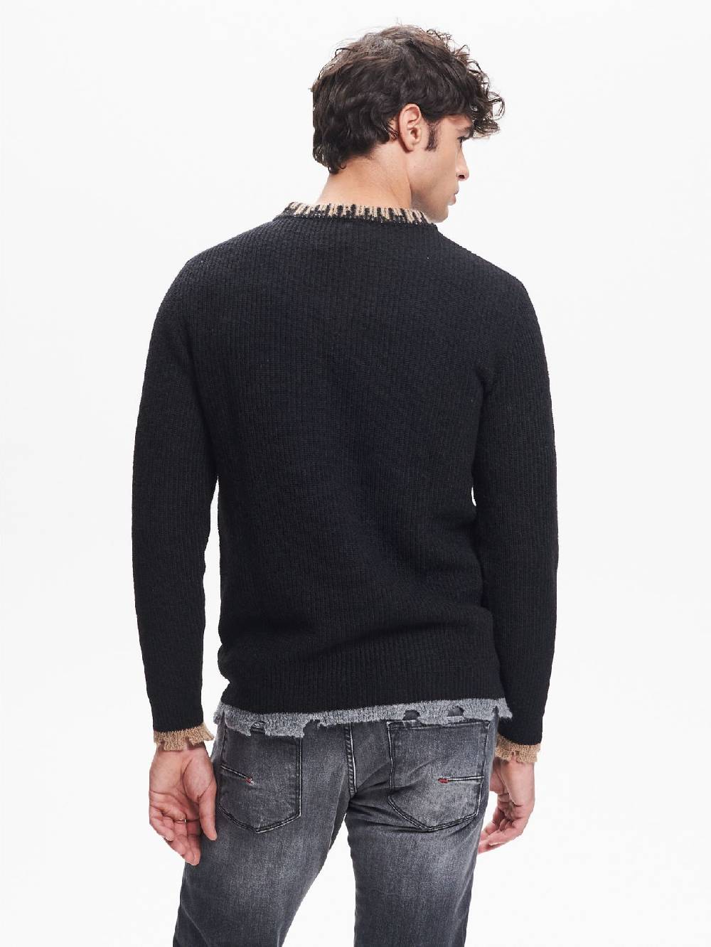 Rinascimento Maglia Girocollo Uomo Costa Inglese Nero QB24 Qualità Garantita