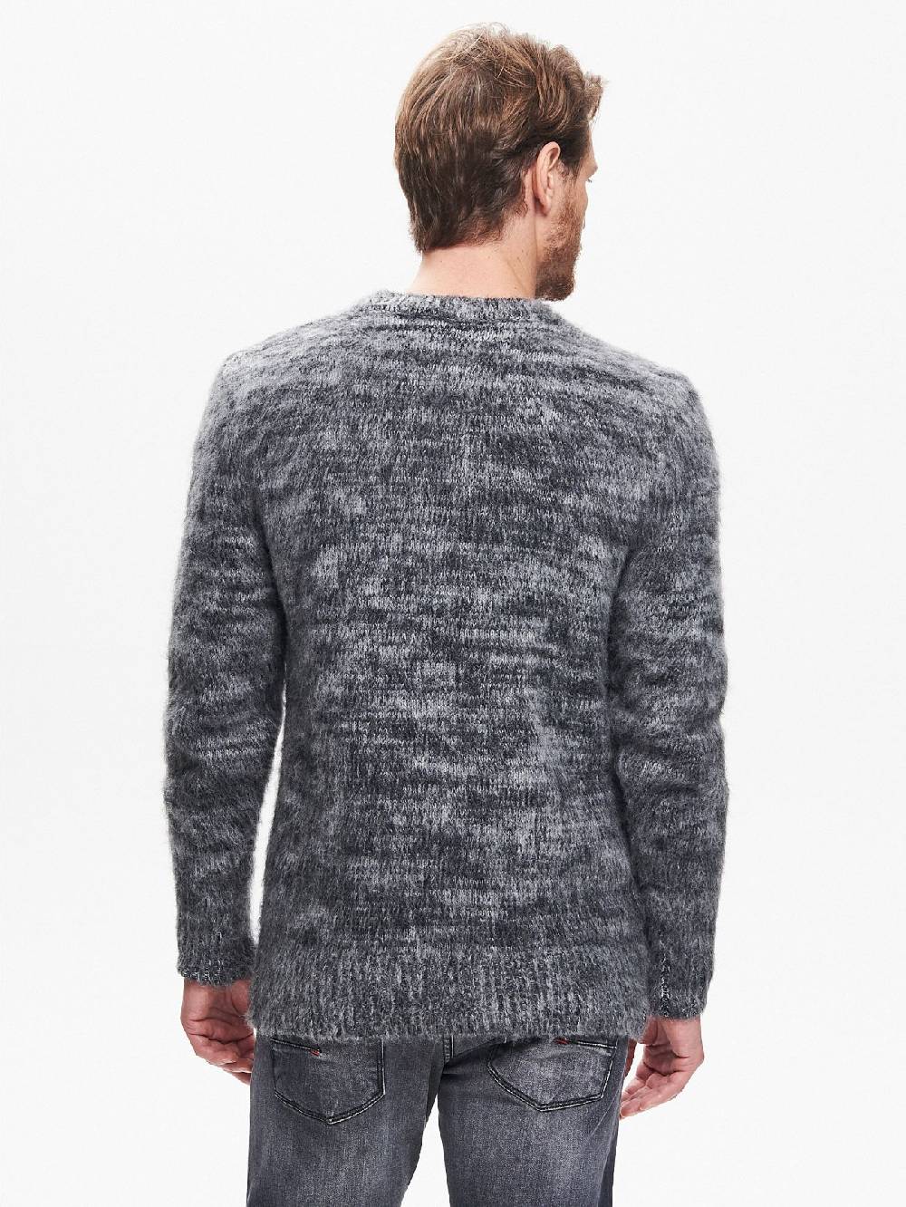 Rinascimento Maglia Girocollo Uomo Garzata Nero QB24 Fino Al -60%