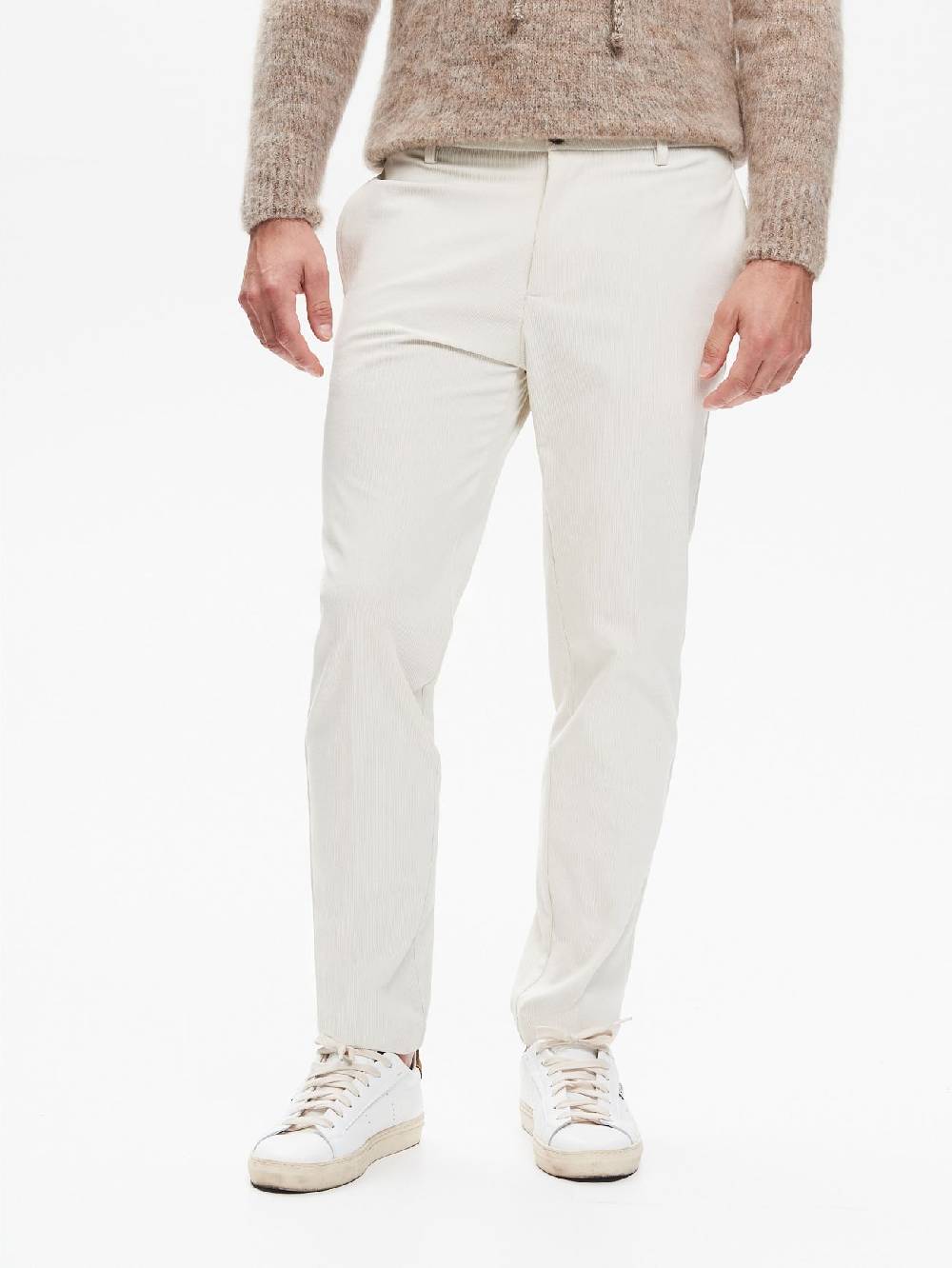 Rinascimento Pantaloni Regular-Fit Uomo Velluto Avorio QB24 Hotsell