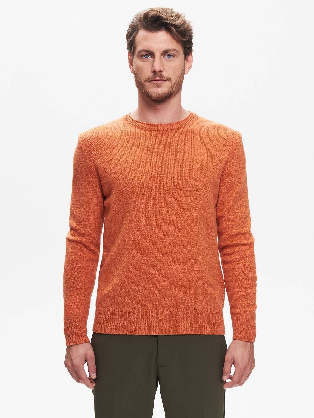 Rinascimento Maglia Girocollo Uomo Moulinè ArancioneQB24 Nuova
