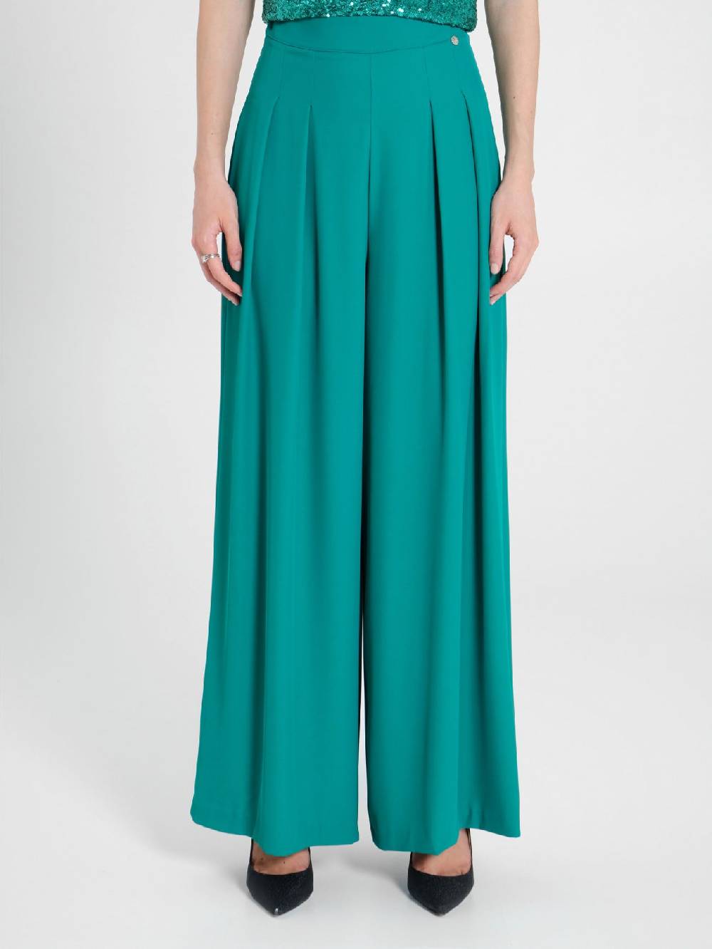 Rinascimento Pantaloni Palazzo Verde Giada Moda