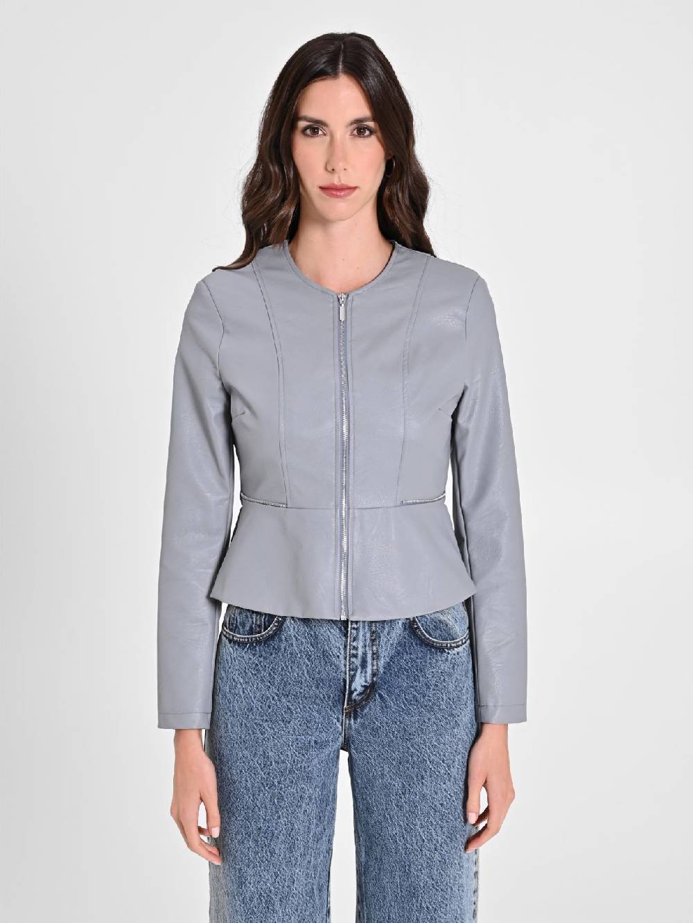 Rinascimento Giubbino in similpelle con Baschina Donna Vendita