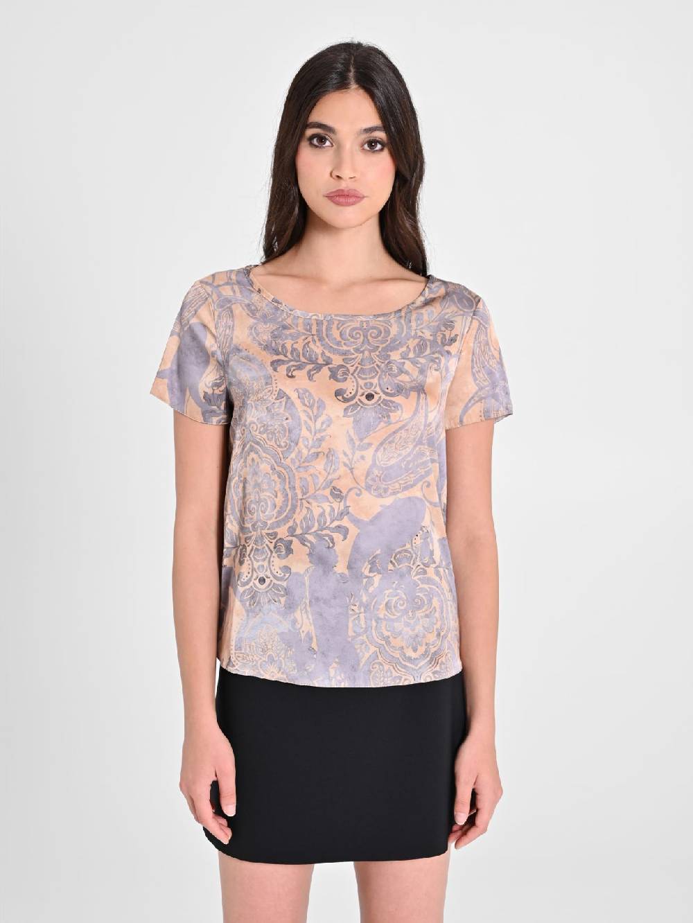 Rinascimento Blusa in Raso stampa Cachemire Pezzi Unici