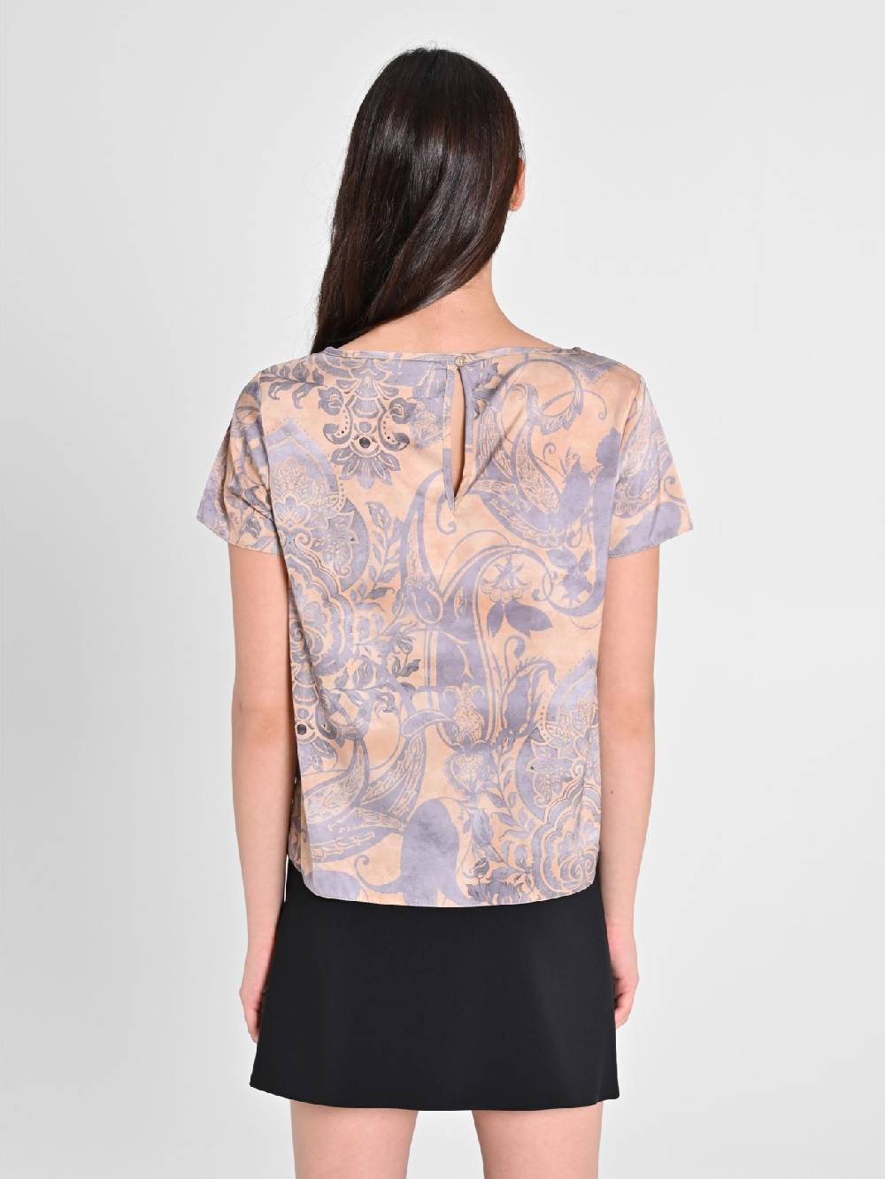 Rinascimento Blusa in Raso stampa Cachemire Pezzi Unici