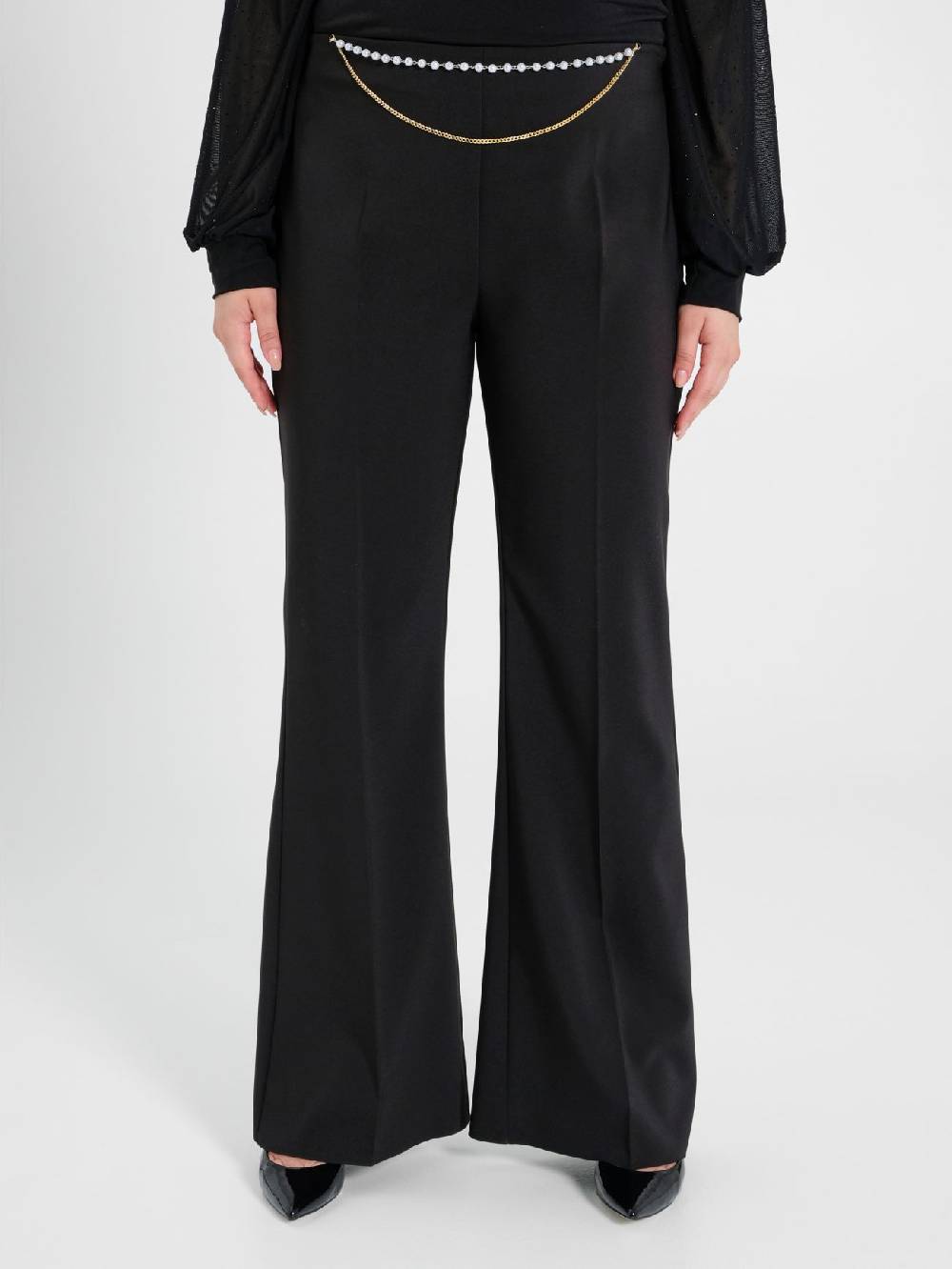 Rinascimento Pantaloni Flared Curvy con Perle Sconto