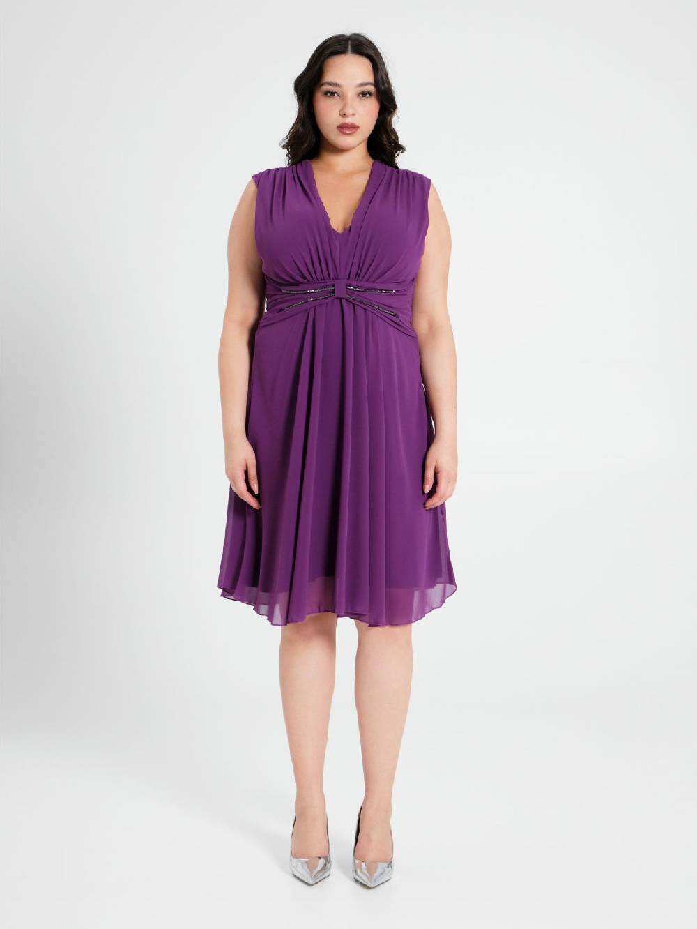 Rinascimento Abito Curvy Viola Melanzana Vendita Economica