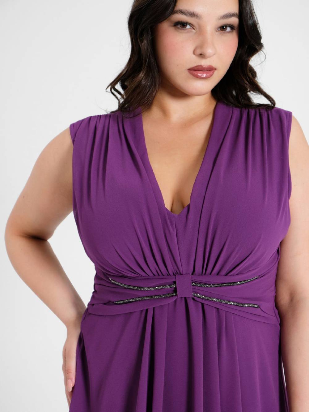 Rinascimento Abito Curvy Viola Melanzana Vendita Economica