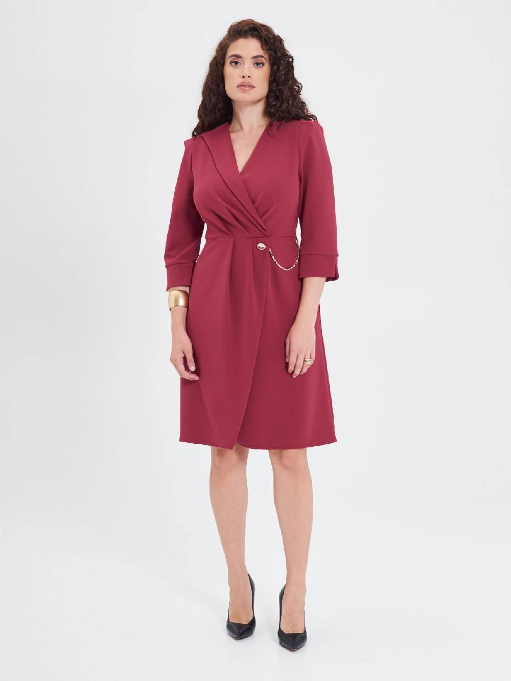 Rinascimento Abito Wrap Curvy Bordeaux Saldi Di Fabbrica