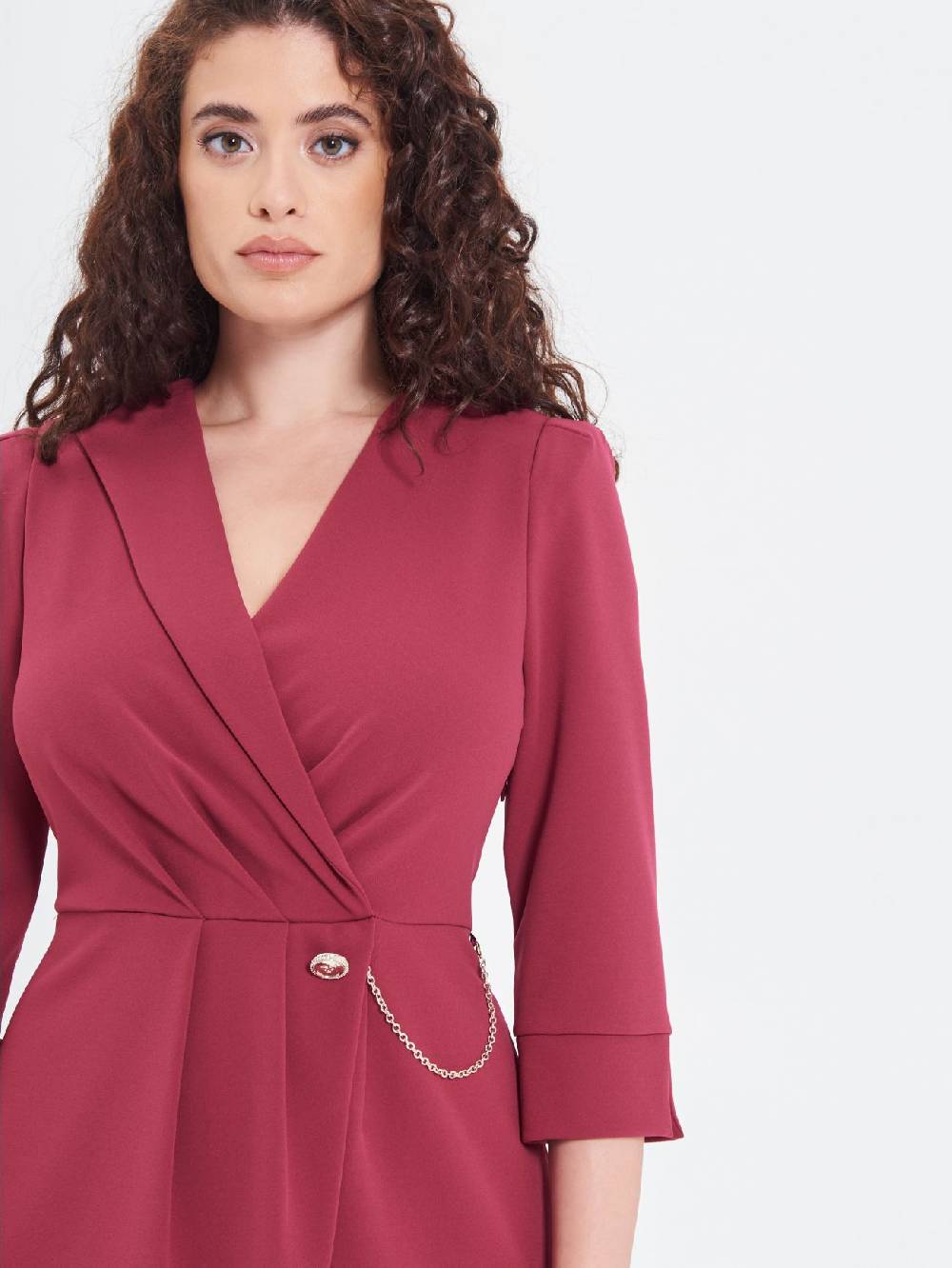 Rinascimento Abito Wrap Curvy Bordeaux Saldi Di Fabbrica