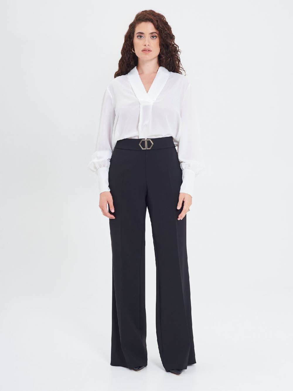 Rinascimento Pantaloni Curvy Fibbia Geometrica Nuova