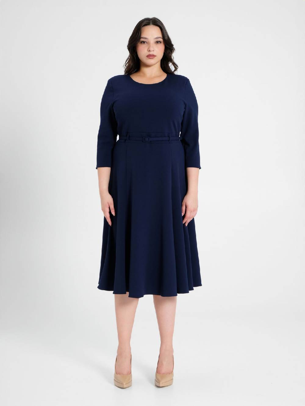 Rinascimento Abito Curvy Midi Blu In Linea
