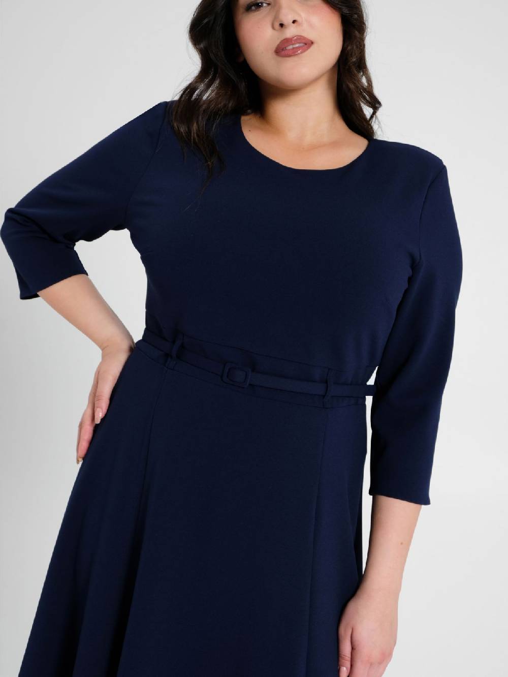 Rinascimento Abito Curvy Midi Blu In Linea