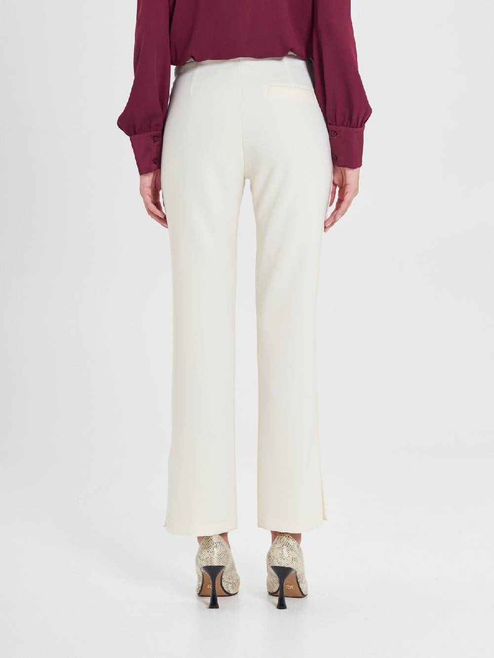 Rinascimento Pantaloni Bianchi in Cadi Operato Donna Pezzi Unici