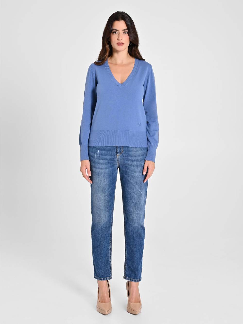 Rinascimento Maglia con Scollo a "V" Blu Avio Ecotec® Convenienza