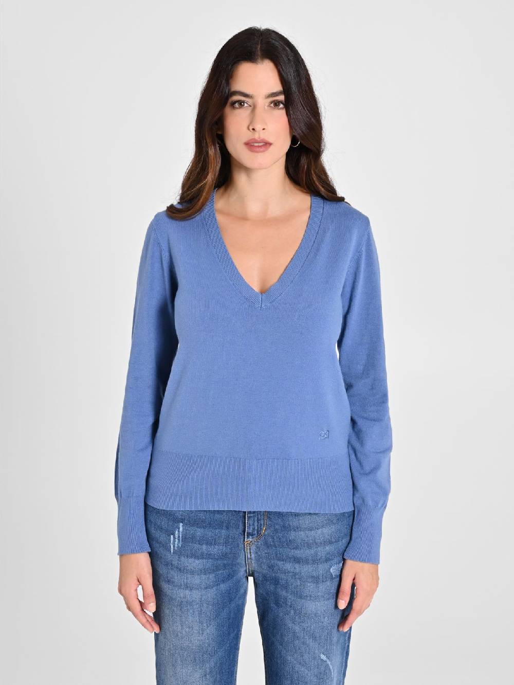 Rinascimento Maglia con Scollo a "V" Blu Avio Ecotec® Convenienza