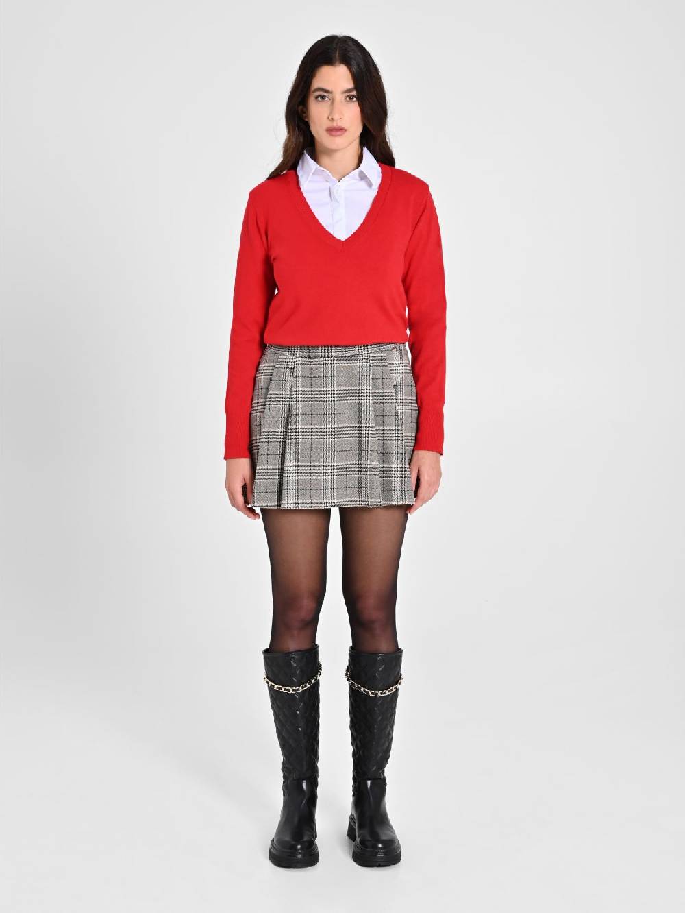 Rinascimento Maglia con Scollo a "V" Rossa Ecotec® Presa