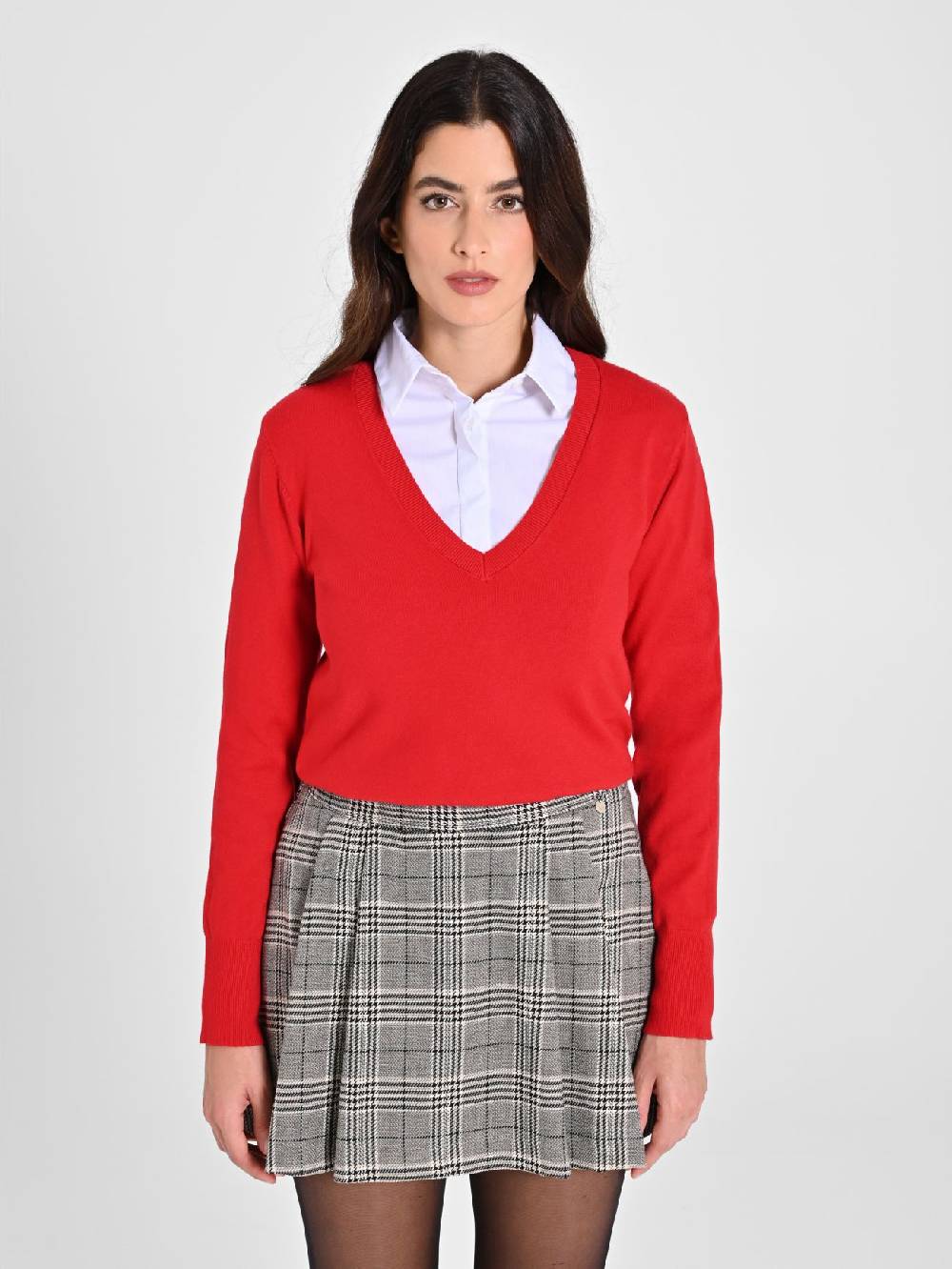 Rinascimento Maglia con Scollo a "V" Rossa Ecotec® Presa