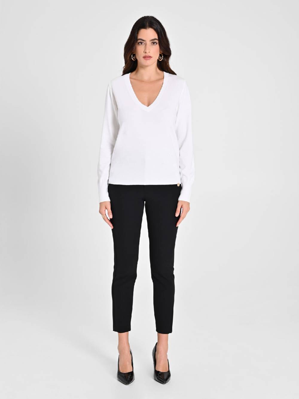 Rinascimento Maglia con Scollo a "V" Bianca Ecotec® Sconto