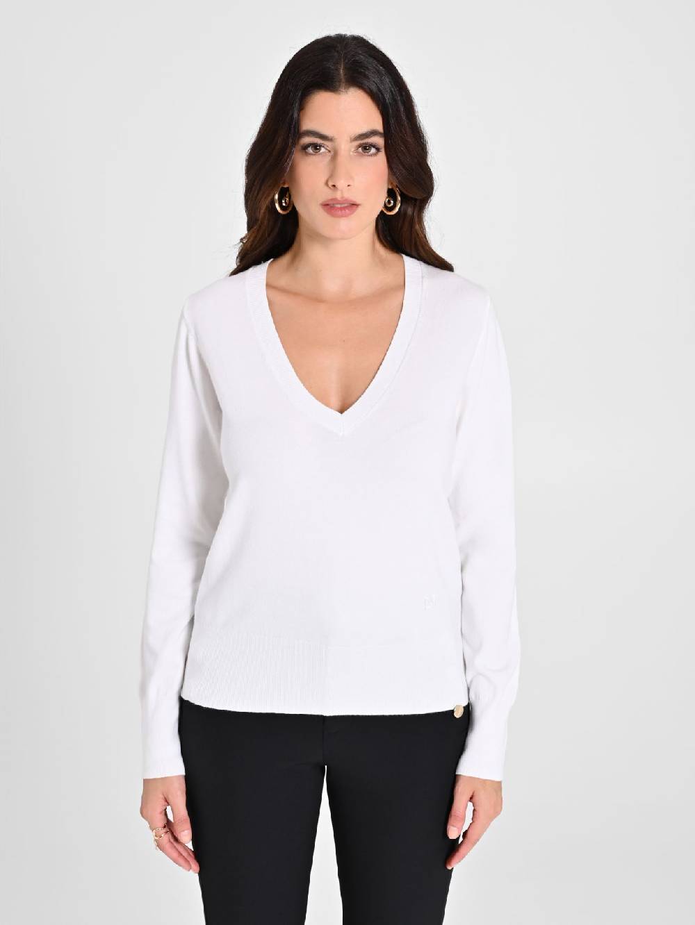 Rinascimento Maglia con Scollo a "V" Bianca Ecotec® Sconto