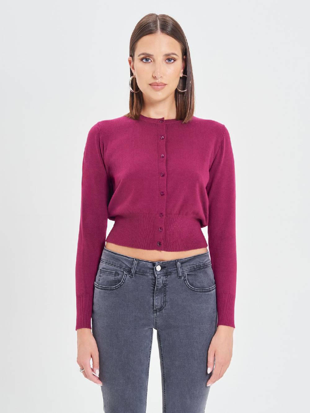 Rinascimento Cardigan Bordeaux in Maglia Eco Vero® Economico
