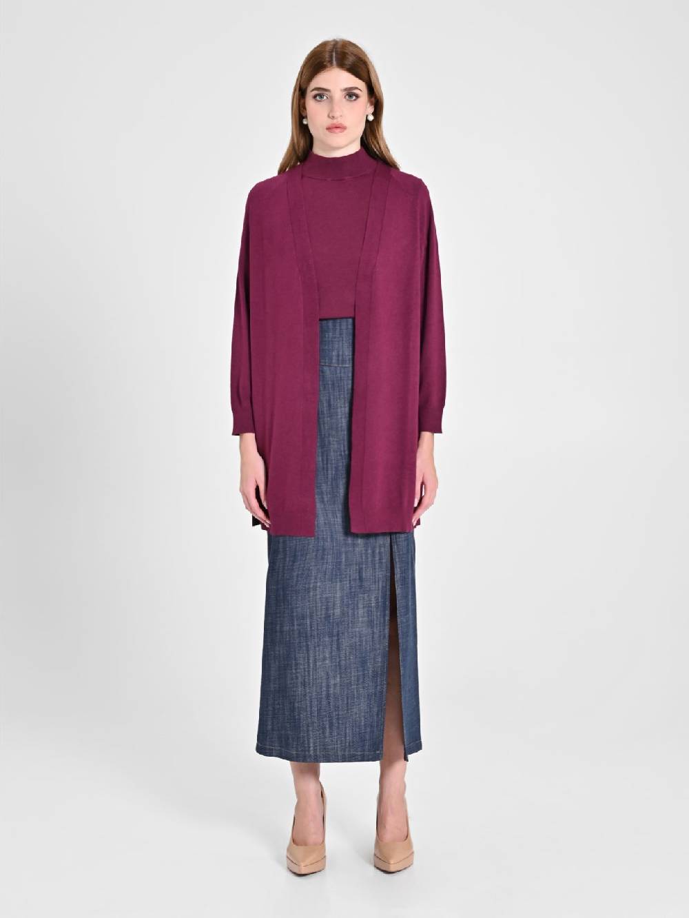 Rinascimento Cardigan Bordeaux in Maglia Outlet