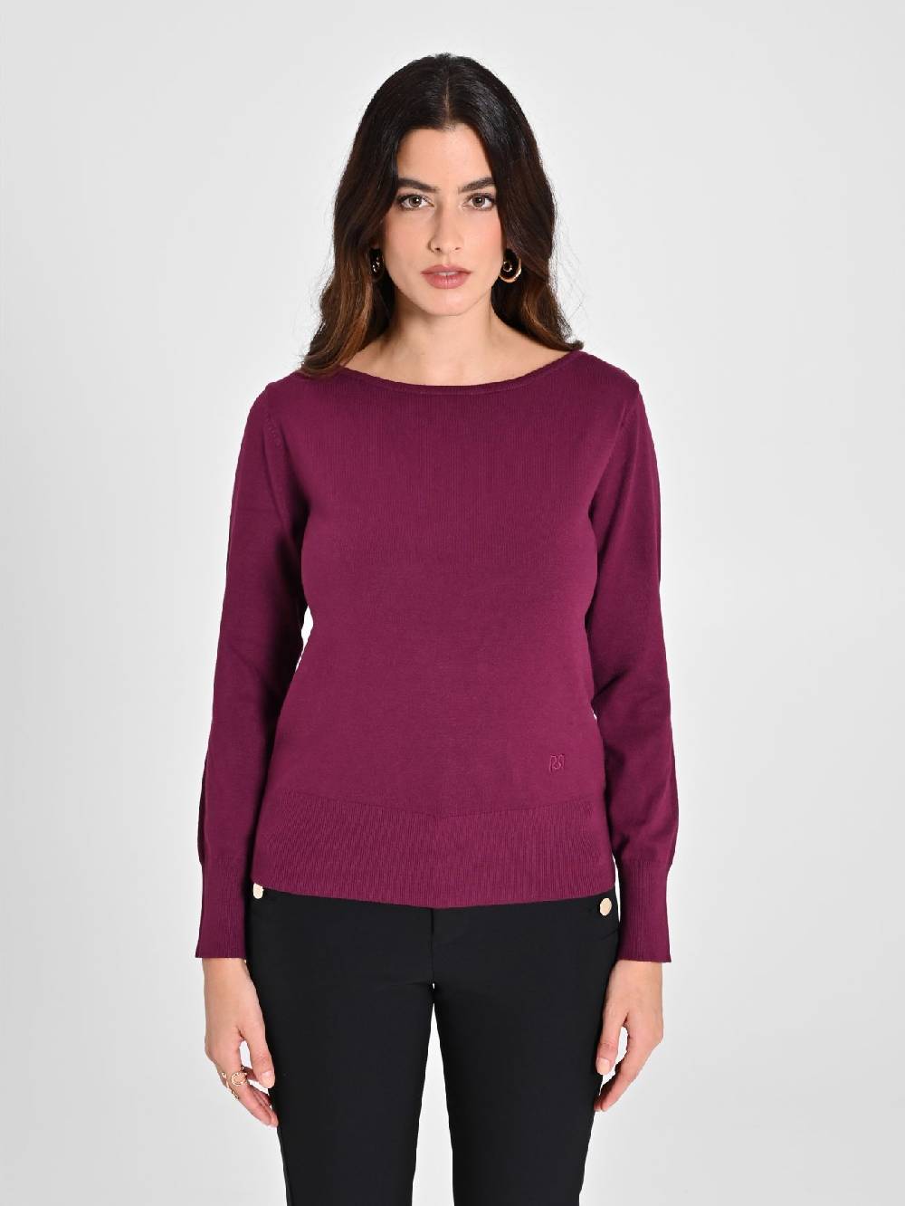 Rinascimento Maglioncino Bordeaux Manica Lunga Saldi Di Fabbrica