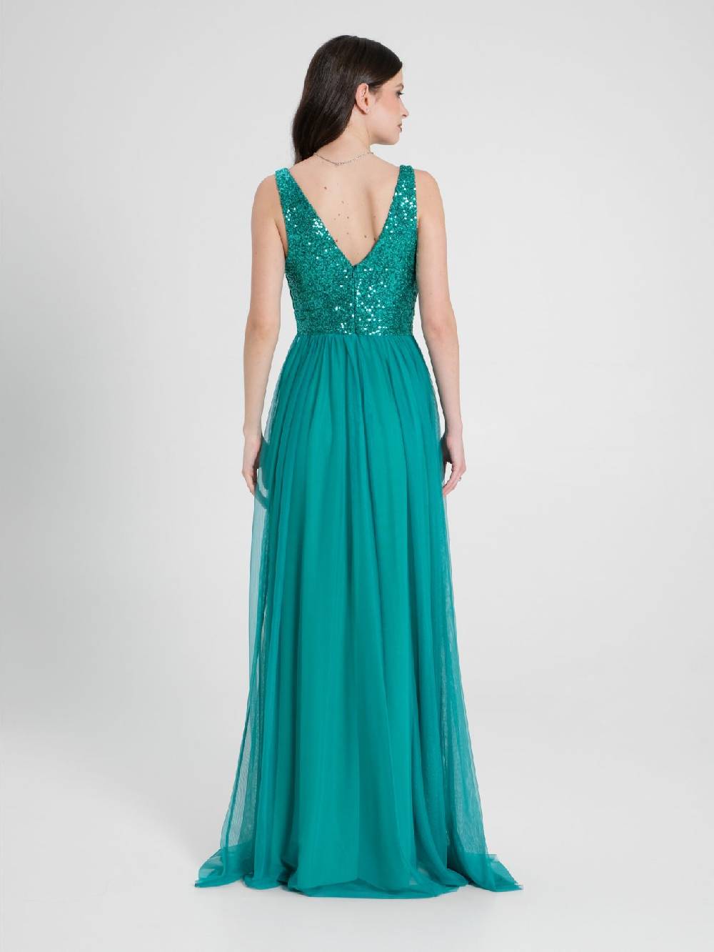 Rinascimento Abito Lungo Paillettes & Tulle Offerta Anniversario