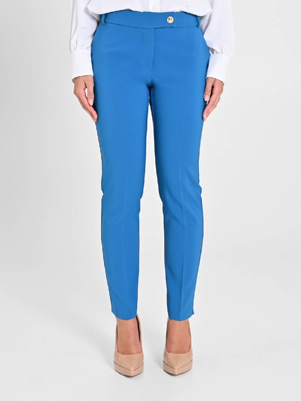 Rinascimento Pantaloni Straight in Tessuto Tecnico Blu Oceano Vendita Calda