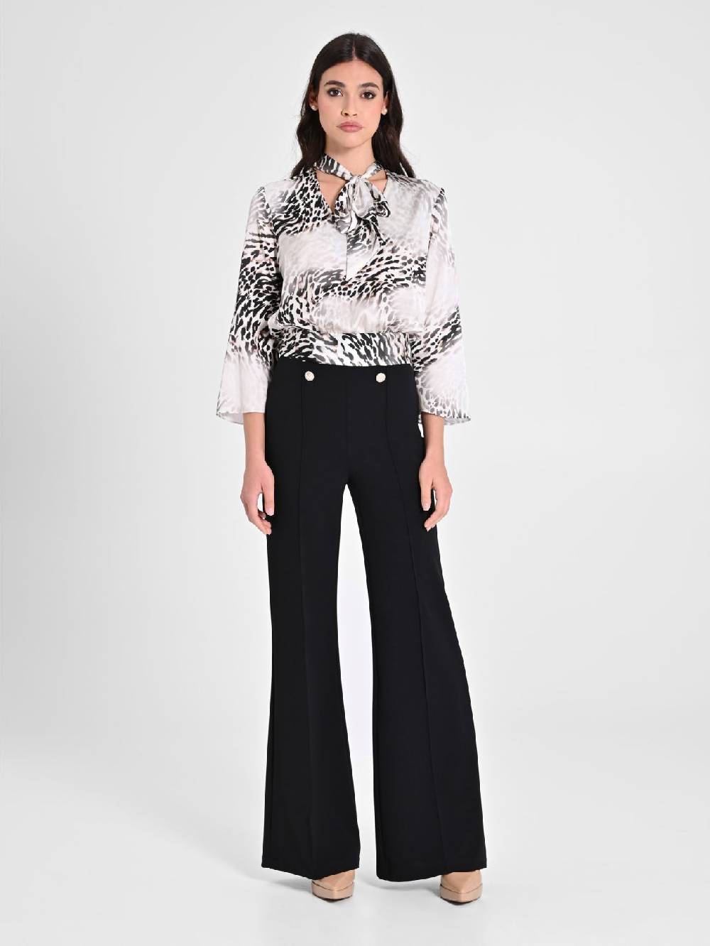 Rinascimento Blusa Animalier con Fiocco Italia