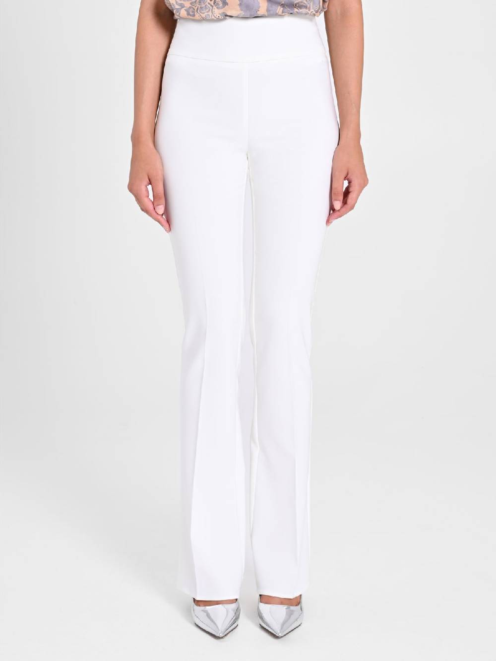 Rinascimento Pantaloni Flared in Tessuto Tecnico Bianco Spedizione Gratuita