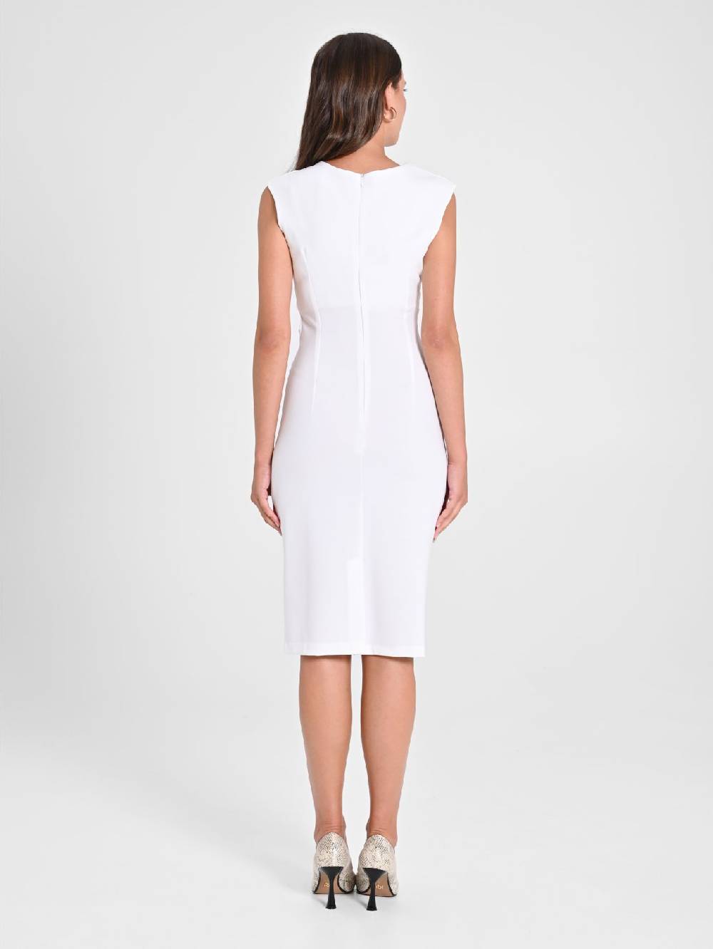 Rinascimento Tubino Drappeggiato Bianco Fino al 50% di sconto