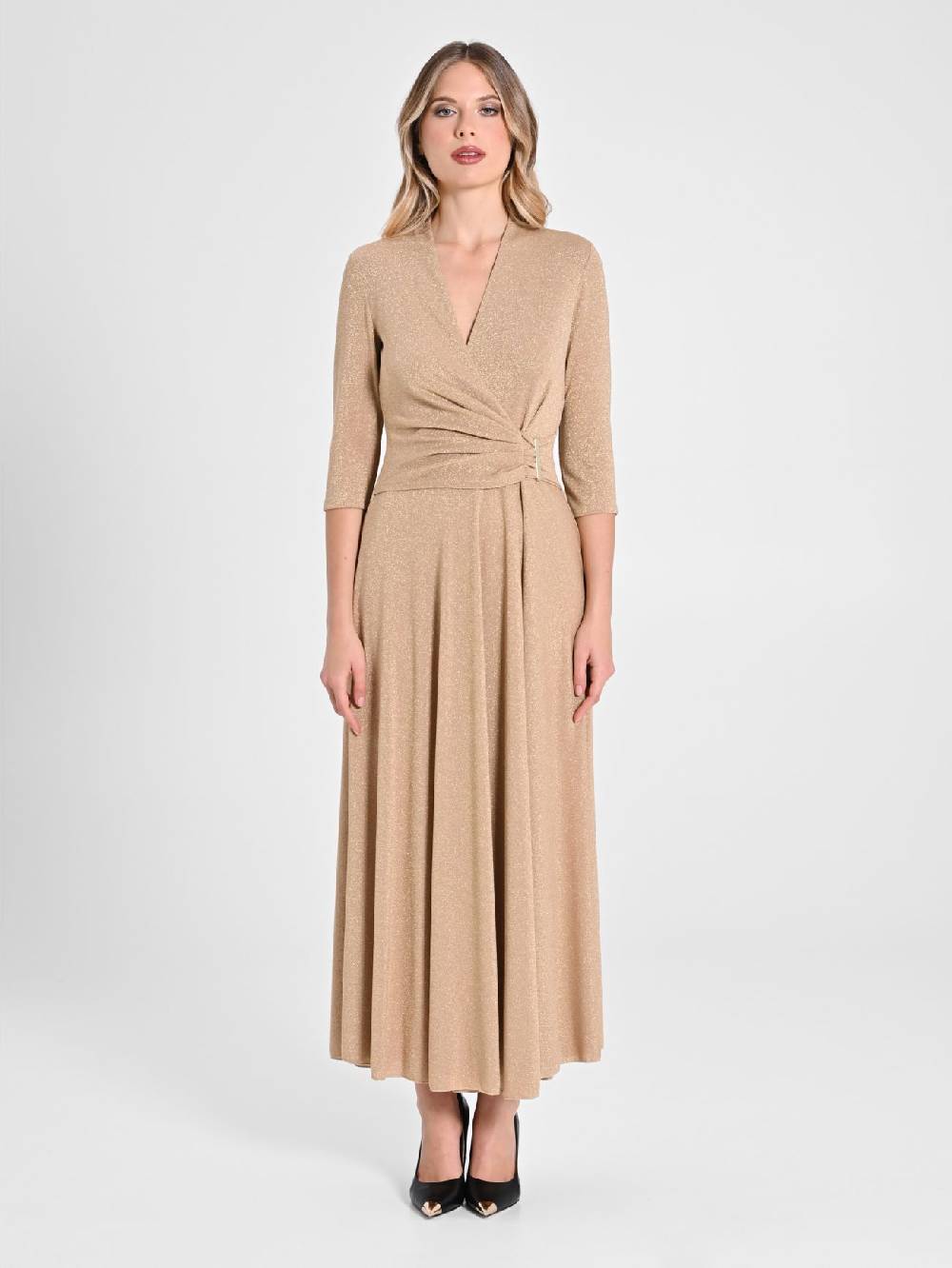 Rinascimento Abito Lungo Lurex Gold Sottocosto
