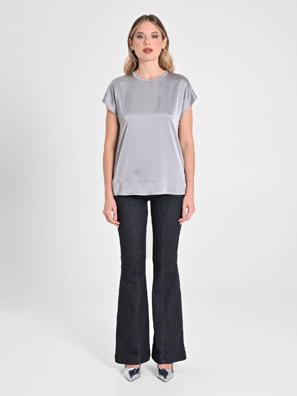 Rinascimento Blusa Envers Satin Grigia Sconto