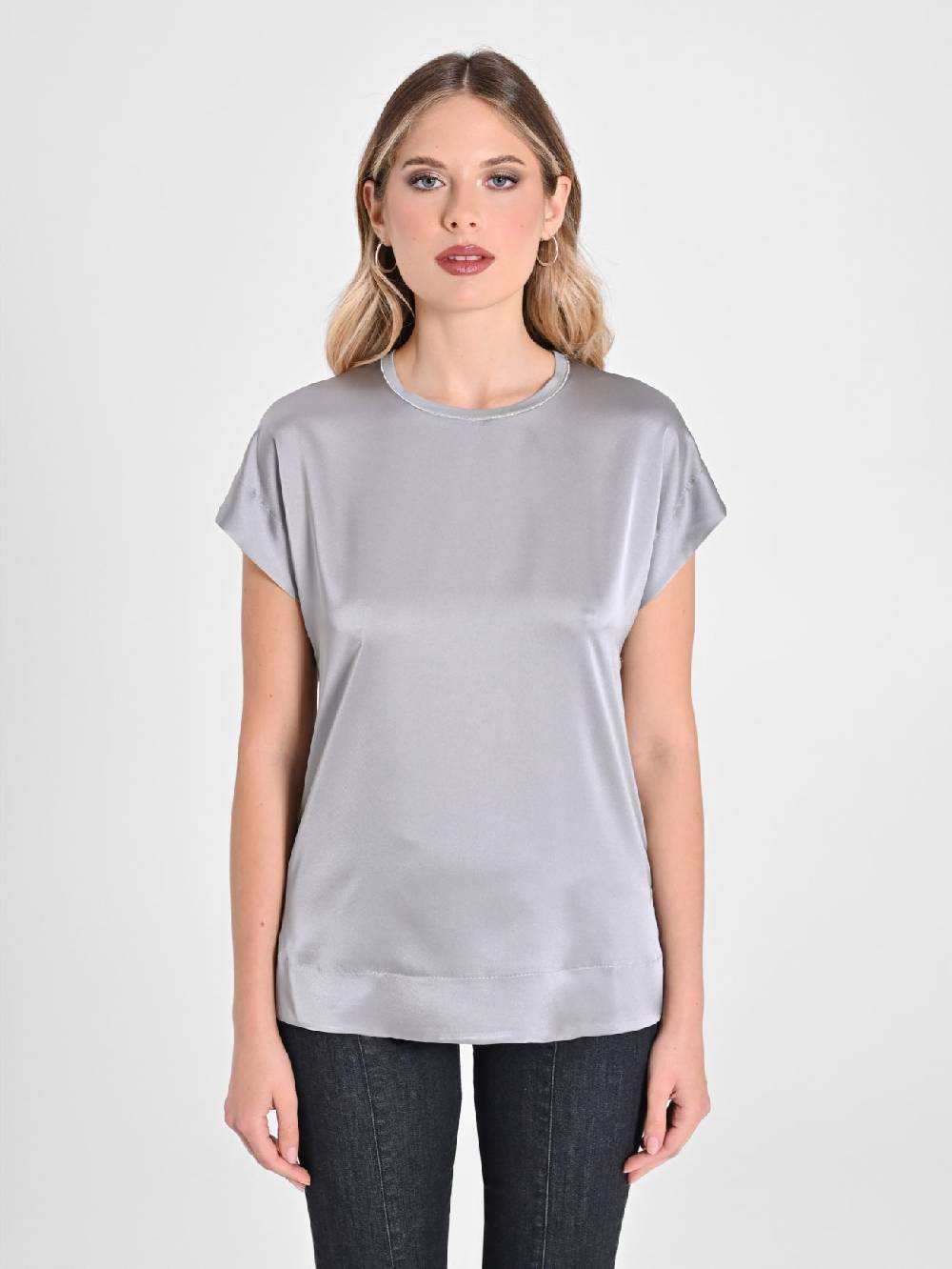 Rinascimento Blusa Envers Satin Grigia Sconto