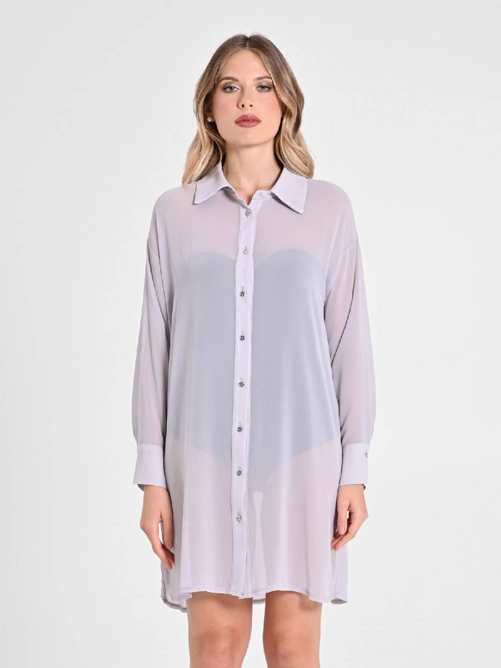 Rinascimento Camicia Lunga in Crepe Georgette Hotsell