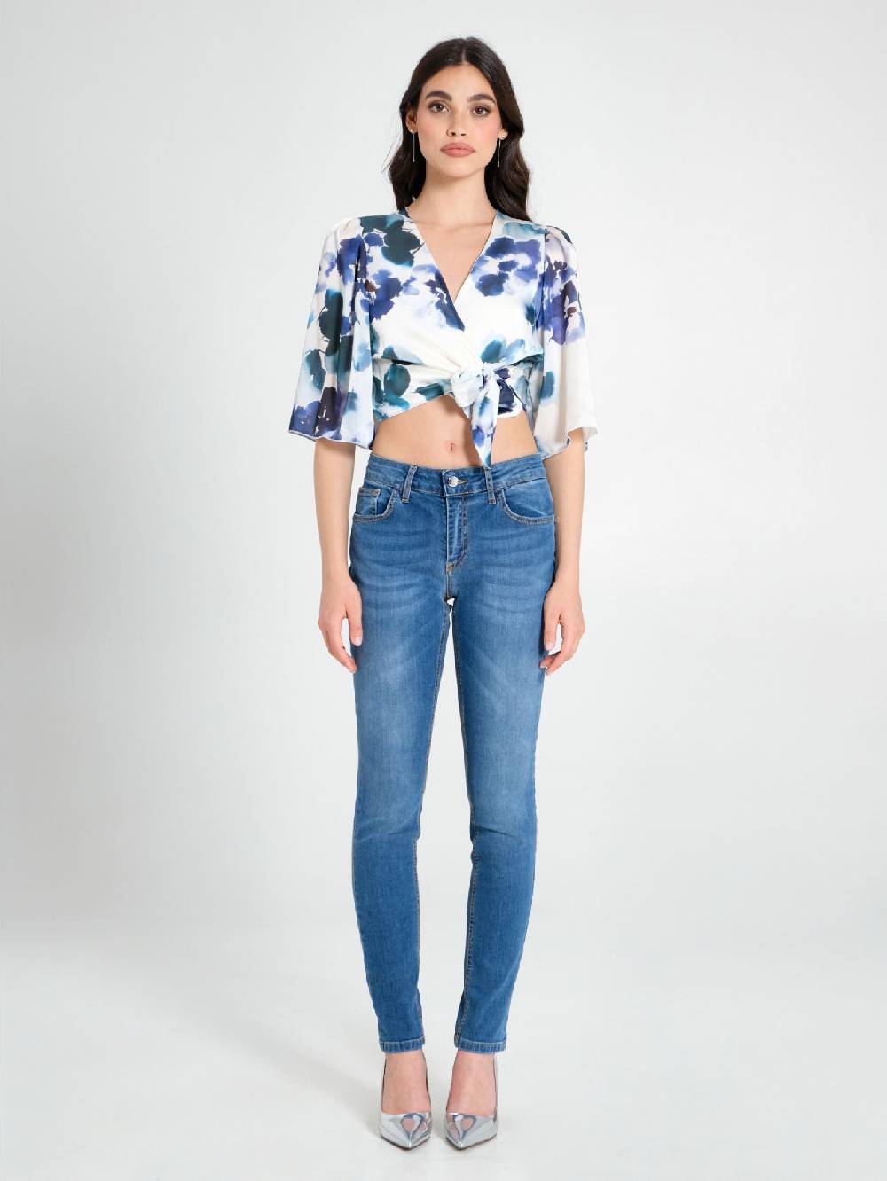 Rinascimento Blusa Incrociata Stampa Floreale Vendite Flash