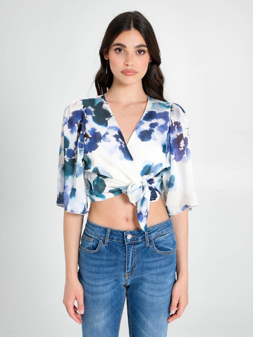 Rinascimento Blusa Incrociata Stampa Floreale Vendite Flash
