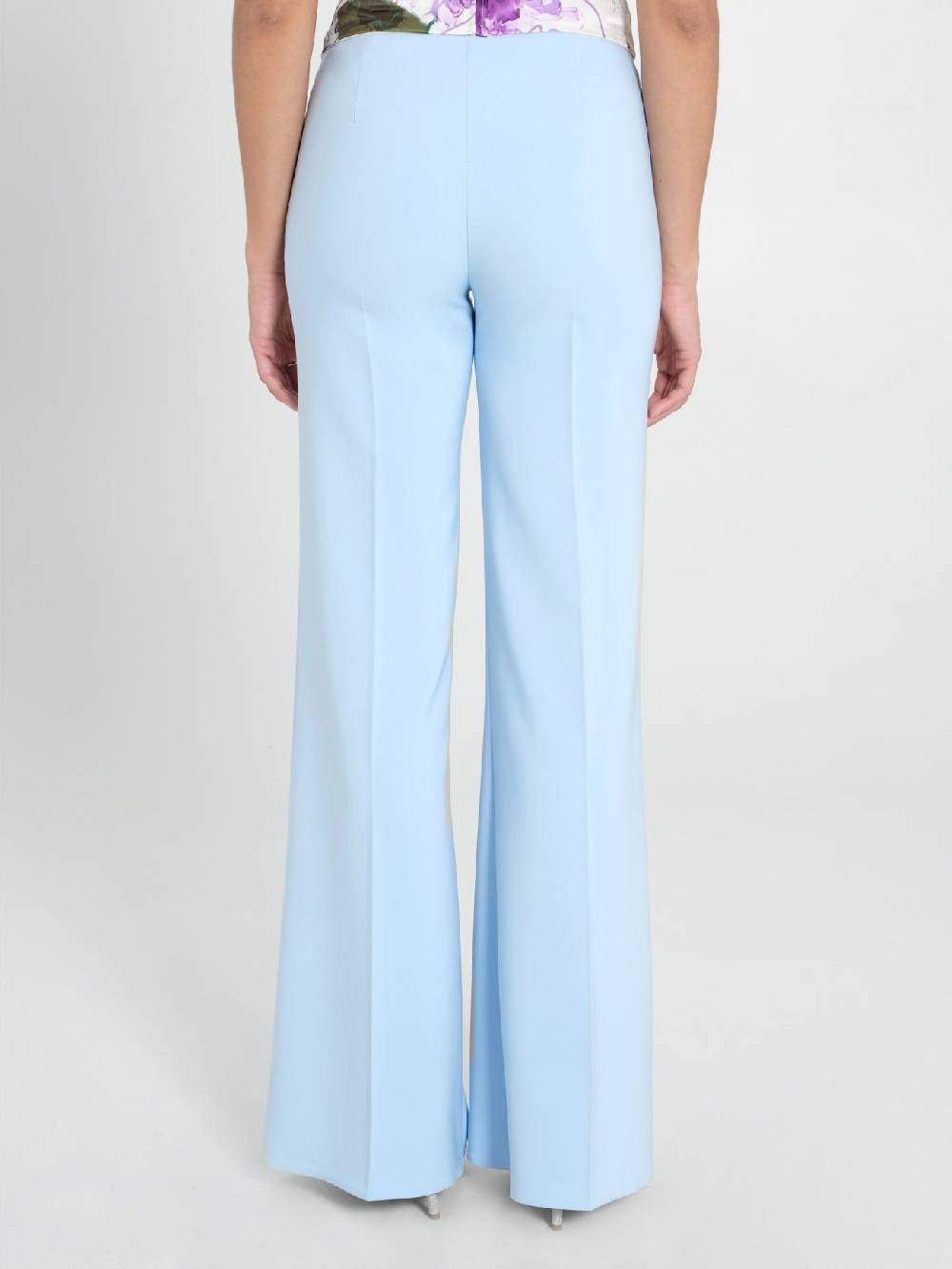 Rinascimento Pantaloni Palazzo in Tessuto Tecnico Azzurro Donna Moda