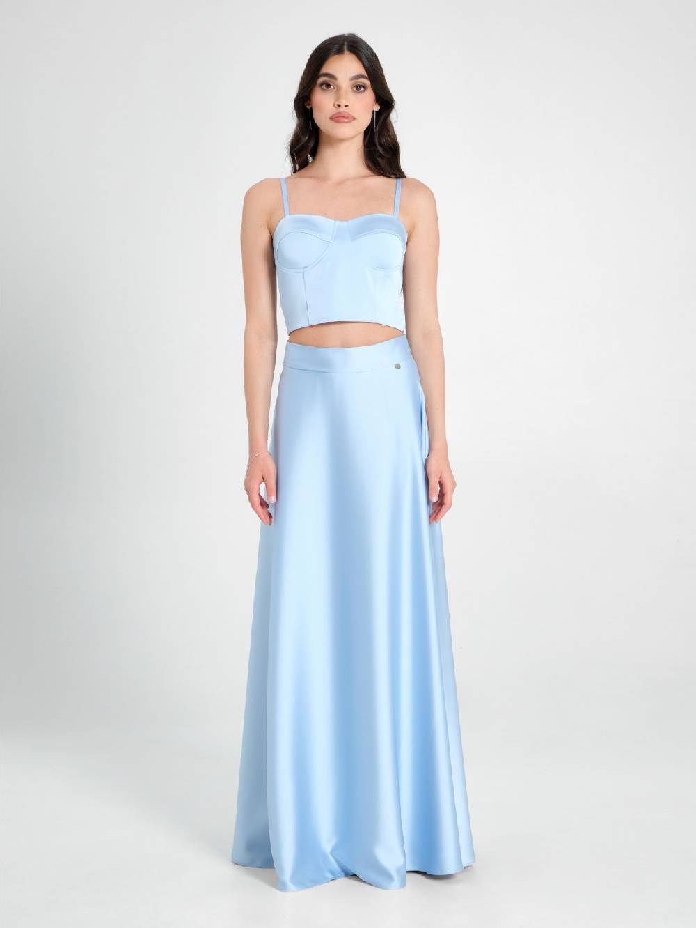 Rinascimento Top Bustier in Raso Strutturato Azzurro Italia