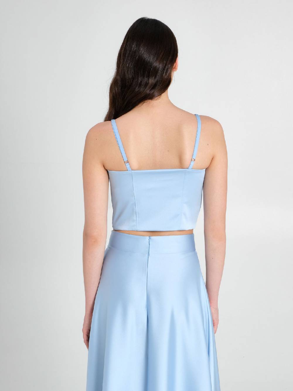 Rinascimento Top Bustier in Raso Strutturato Azzurro Italia