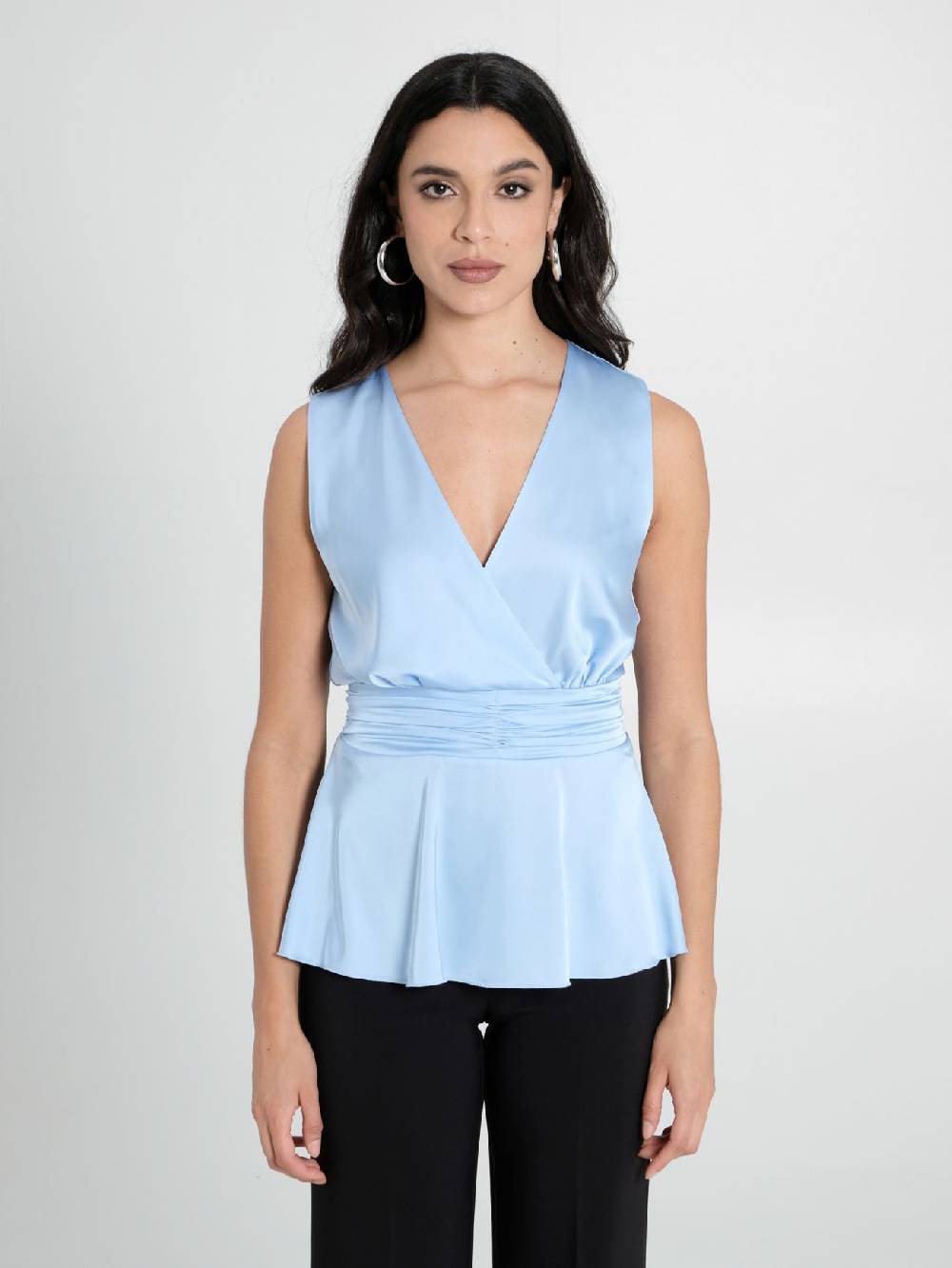Rinascimento Top in Raso Azzurro Pezzi Unici